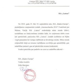 Lateca sertifikāti, diplomi un atsauksmes 6