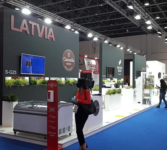 Custom-built exhibition stands Latvian National Food Producers, Joint Stand, Gulfood 